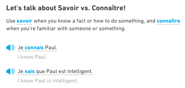 Savoir vs. Connaître